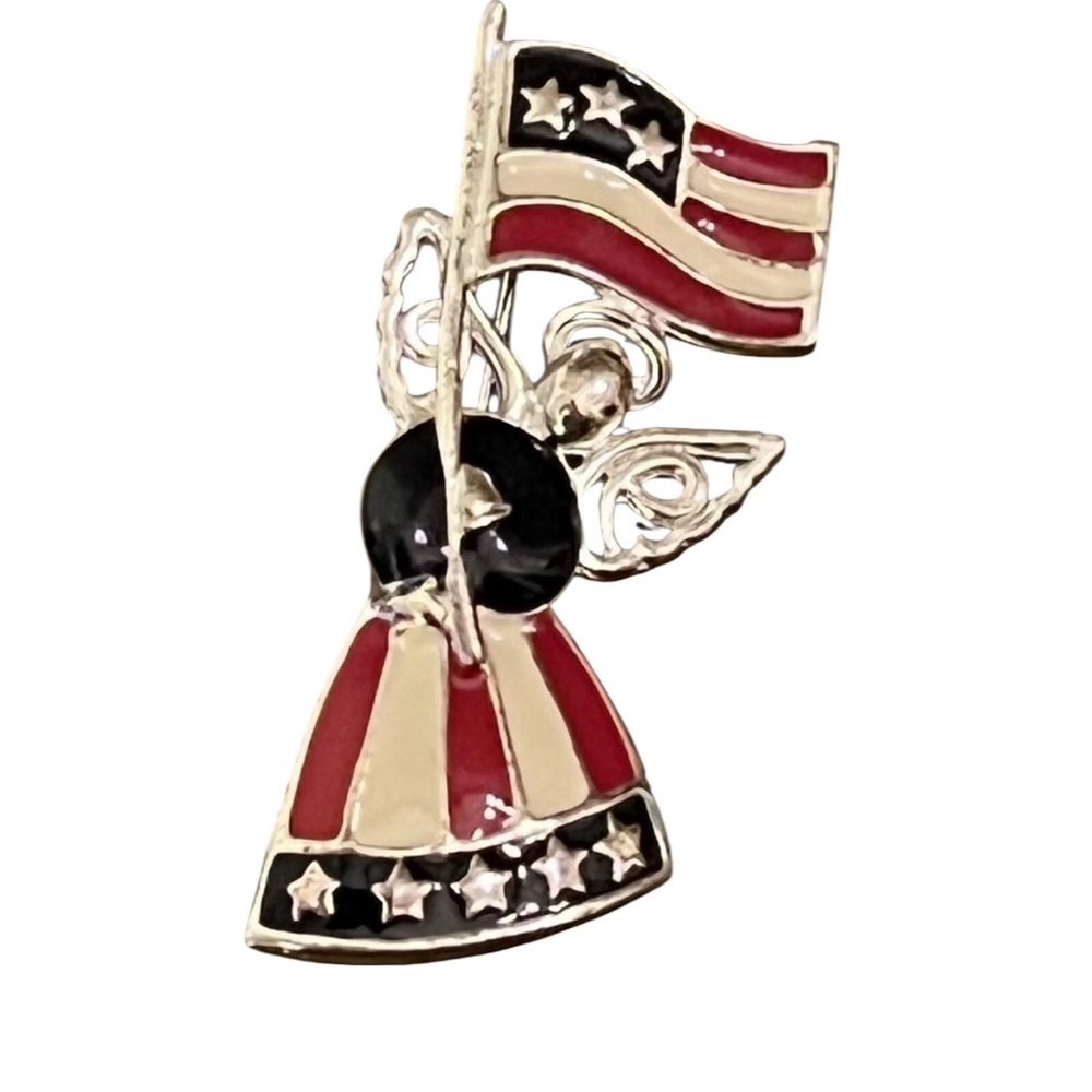 Vintage Guardian Angel USA Flag Pin